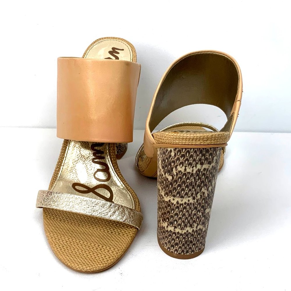 New Sam Edelman Yoselin Heels Sandals Tan/Beguie - Picture 2 of 16